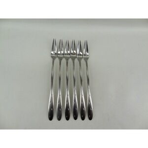 6 Mid Century Modern Elegance Stainless Germany 2 Prong Fork Starburst Flatware